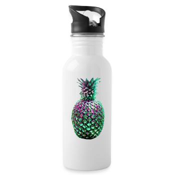 metall,ananas mit pailletten,Paillettenn,Ananas - Trinkflasche mit integriertem Trinkhalm - Weiß - Rechts