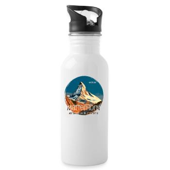 Matterhorn Zermatt souvenir hiking coordinates - Water bottle with straw - white - Right