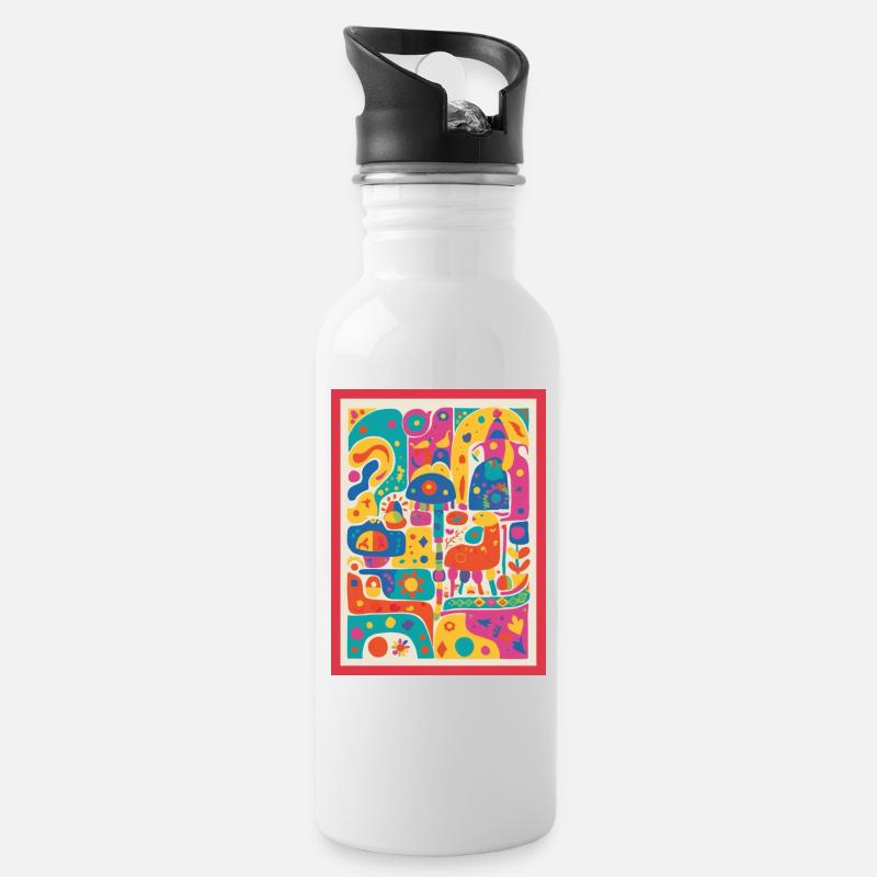 Das Reich der bunten Wunder - Trinkflasche mit integriertem Trinkhalm - Weiß