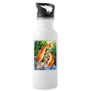Karpfen - Trinkflasche mit integriertem Trinkhalm - Weiß - Rechts
