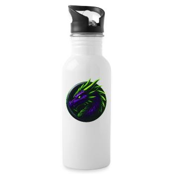 Dragon fantastique dans le style néon – Fantasy Design - Gourde avec paille intégrée - blanc - Droite