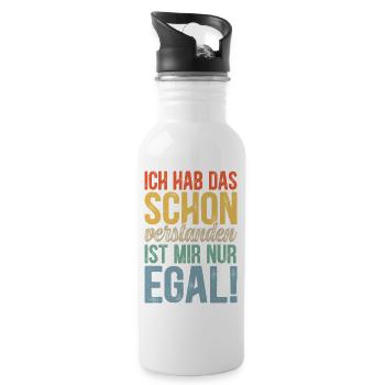 Ist mir egal Spruch – Lustiges Sarkasmus - Trinkflasche mit integriertem Trinkhalm - Weiß - Rechts