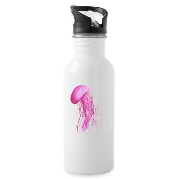 Pink medusa - Water bottle with straw - white - Right