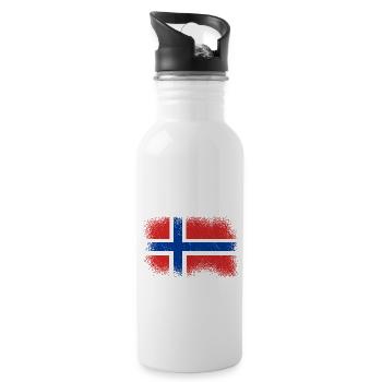 Norwegen Flagge Skandinavien Norwegische Fahne - Trinkflasche mit integriertem Trinkhalm - Weiß - Rechts