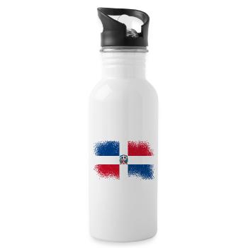 Dominican Republic Flag Dom Rep Flag Travel - Water bottle with straw - white - Right