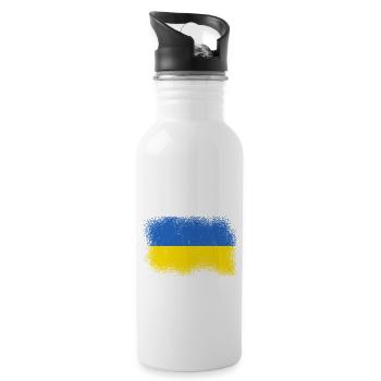 Ukraine Flag Vintage Ukrainian Flag Used Look - Water bottle with straw - white - Right