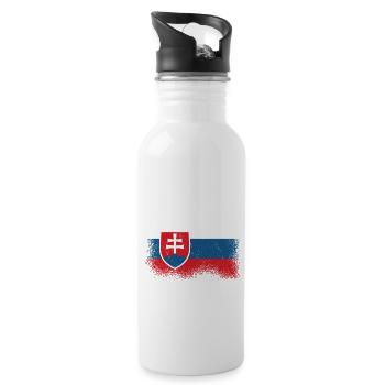 Slovakia flag vintage Slovak flag homeland - Water bottle with straw - white - Right