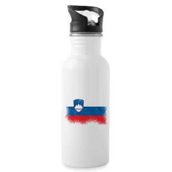 Slowenien Flagge Balkan Slowenische Fahne Vintage - Trinkflasche mit integriertem Trinkhalm - Weiß - Rechts