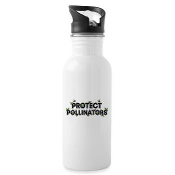 Protect Pollinators | Save the bees - Water bottle with straw - white - Right