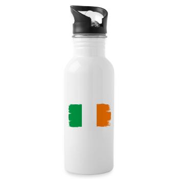 Ireland Flag Vintage Irish Flag Dublin - Water bottle with straw - white - Right