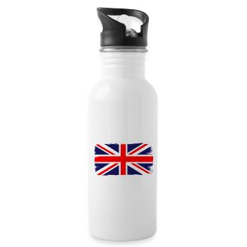 Großbritannien Flagge Union Jack Fahne London UK - Trinkflasche mit integriertem Trinkhalm - Weiß - Rechts