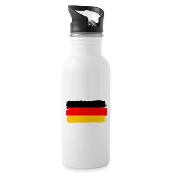 Deutschland Flagge Deutsche Fahne Used Look Heimat - Trinkflasche mit integriertem Trinkhalm - Weiß - Rechts