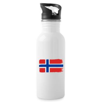 Norway flag Scandinavia Norwegian flag - Water bottle with straw - white - Right
