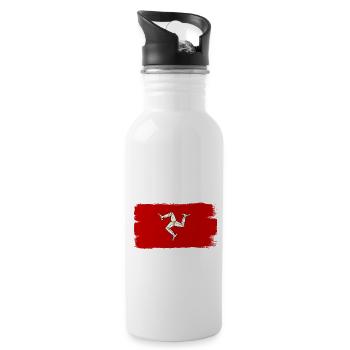 Isle of Man Flagge Triskele Flag of Isle of Man - Water bottle with straw - white - Right