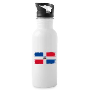 Dominikanische Republik Flagge Dom Rep Fahne Reise - Trinkflasche mit integriertem Trinkhalm - Weiß - Rechts