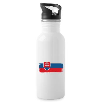 Slovakia flag vintage Slovak flag homeland - Water bottle with straw - white - Right