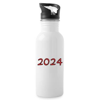 2024. BONNE ANNEE. SAINT SYLVESTRE. NOUVELLE ANNÉE - Gourde avec paille intégrée - blanc - Droite