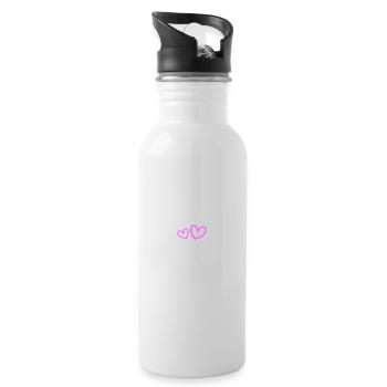 Married Wedding Heart - Water bottle with straw - white - Right