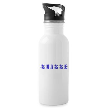 SCHWEIZ. LAND. GENF. SCHWEIZ. HUMOR. LAND - Trinkflasche mit integriertem Trinkhalm - Weiß - Rechts