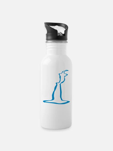River Fluss - Trinkflasche mit integriertem Trinkhalm - Weiß
