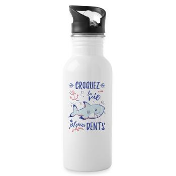 Croquez la vie à pleines dents - Gourde avec paille intégrée - blanc - Droite