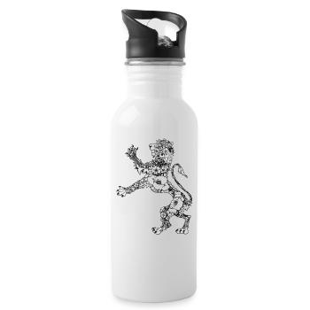 Wappen Löwe - Trinkflasche mit integriertem Trinkhalm - Weiß - Rechts