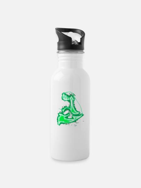 Stark Arm hell glühend - Trinkflasche mit integriertem Trinkhalm - Weiß