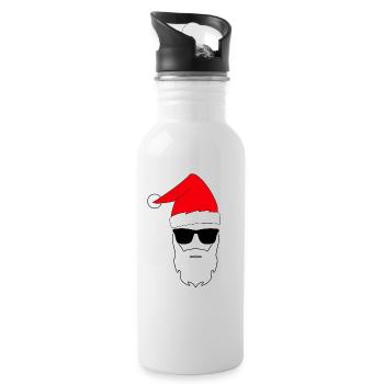 Weihnachtsmann Cool Sonnenbrille Weihnachtsmütze - Trinkflasche mit integriertem Trinkhalm - Weiß - Rechts