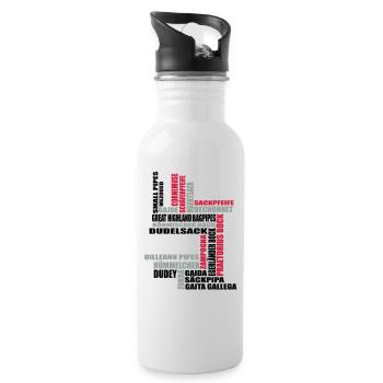 Sackpfeifen Textwolke - Trinkflasche mit integriertem Trinkhalm - Weiß - Rechts