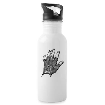 Hand mit Handschuh - Trinkflasche mit integriertem Trinkhalm - Weiß - Rechts
