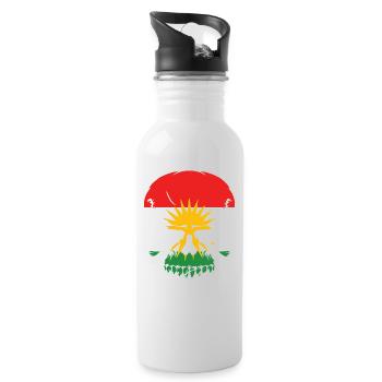 skull kurdistan - Trinkflasche mit integriertem Trinkhalm - Weiß - Rechts