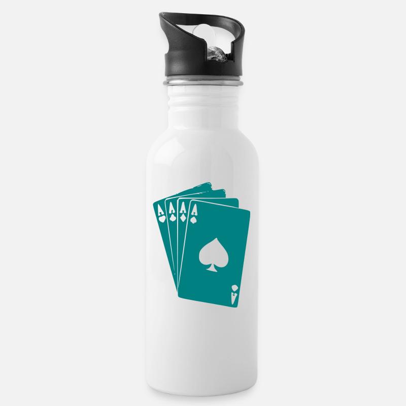 aces,poker - Water bottle with straw - white