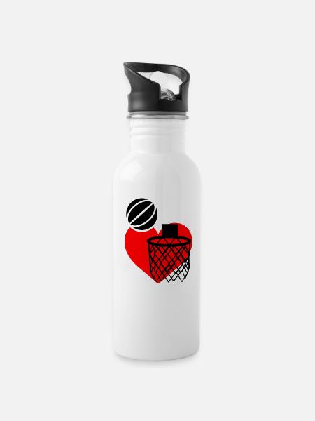 Basketball liebe - Trinkflasche mit integriertem Trinkhalm - Weiß