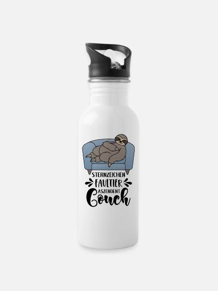Sternzeichen Faultier Aszendent Couch Lustige - Trinkflasche mit integriertem Trinkhalm - Weiß