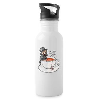 tea time like a Sir with Earl Grey (text) - Water bottle with straw - white - Right