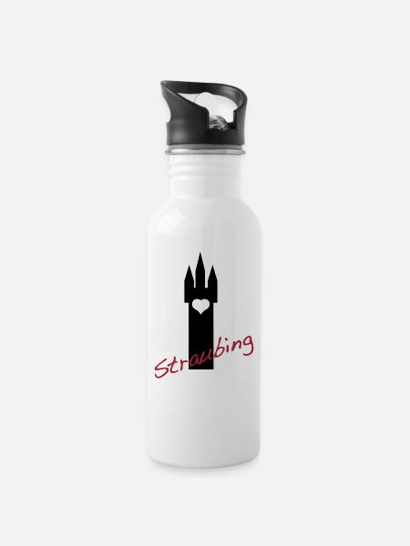 straubing - Trinkflasche mit integriertem Trinkhalm - Weiß