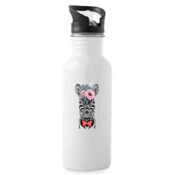 Zebra - Trinkflasche mit integriertem Trinkhalm - Weiß - Rechts