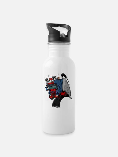 The flying skane man notext - Water bottle with straw - white