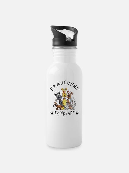 Hunde Frauchens Trinknapf I Hundemotiv Tasse - Trinkflasche mit integriertem Trinkhalm - Weiß