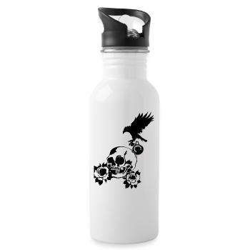 Totenkopf - Trinkflasche mit integriertem Trinkhalm - Weiß - Rechts