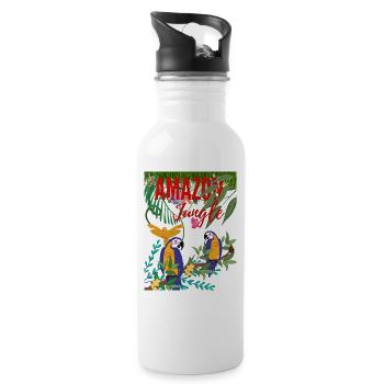 Amazon Jungle - Water bottle with straw - white - Right
