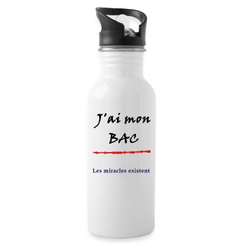 J'ai mon bac, les miracles existent - Gourde avec paille intégrée - blanc - Droite