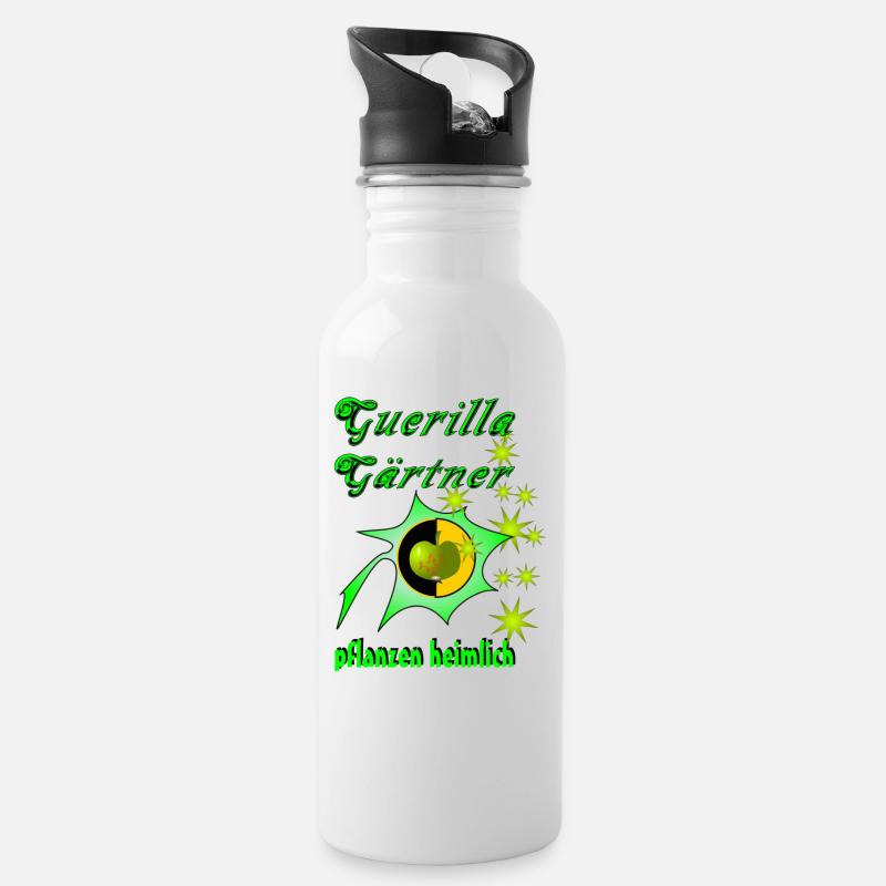 guerilla gardening - Trinkflasche mit integriertem Trinkhalm - Weiß