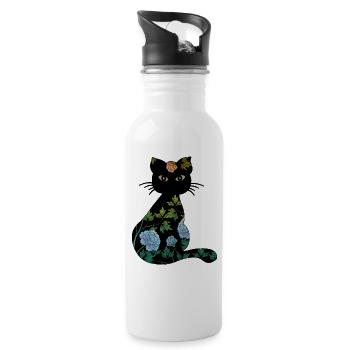 Chat - Gourde avec paille intégrée - blanc - Droite