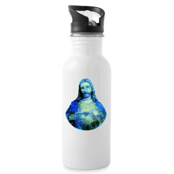 Starry Night Jesus van Gogh Jesus Christ Jesus - Water bottle with straw - white - Right