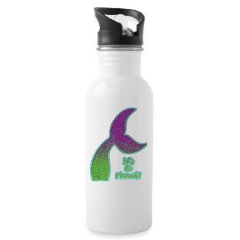 Bunte Meerjungfrau Flosse - Trinkflasche mit integriertem Trinkhalm - Weiß - Rechts