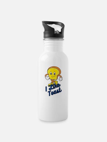 i like Toast - Trinkflasche mit integriertem Trinkhalm - Weiß