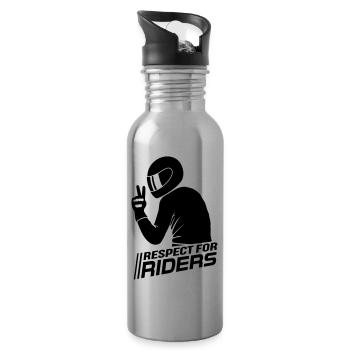Respect for Riders - Water bottle with straw - silver - Right