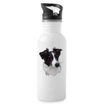 Lumpi,black/white with brown eyes - Water bottle with straw - white - Right