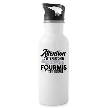 Fourmis fourmi fourmiculture métier humour - Gourde avec paille intégrée - blanc - Droite